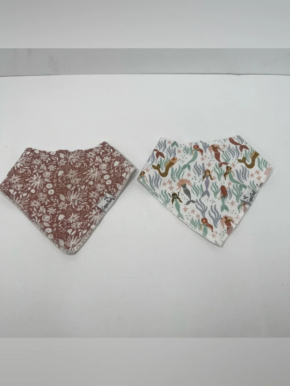 Copper Pearl Bundle 6 Bandana Bibs Baby Girl Floral Mermaid Neutrals Pink Tan
